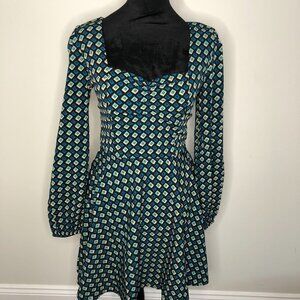 Band Of The Free Womens Dress XS‎ Green Teal Genevieve Mini Smocked NWT